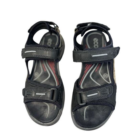 Ecco Ladies Sandals Hiking 6 Gray Black Adjustable Arch Support - Picture 1 of 6
